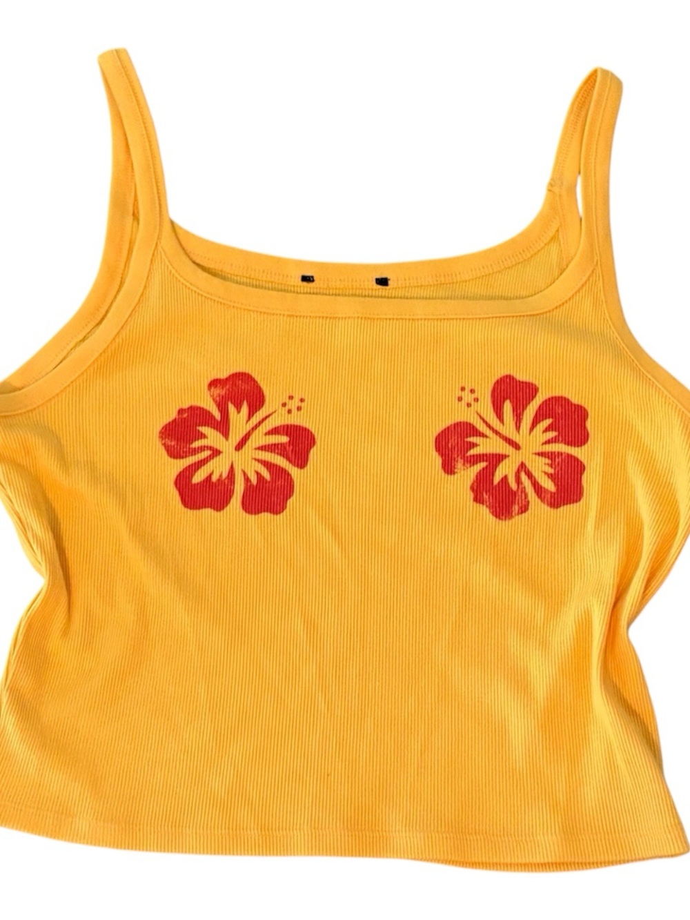 Forever 21 Cropped Hibiscus Tank Top